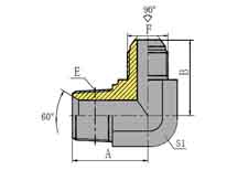 90º NPT MALE METRIC MALE 90º CONE