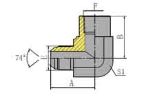 90º METRIC MALE 74º CONE/NPT FEMALE