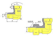 90º弯JIC外螺纹74º外锥/JIC内螺纹74º内锥