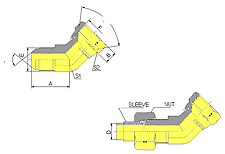45ºELBOW JIC MALE 74ºCONE/JIC FEMALE 74ºSEAT
