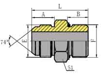 JIC外螺纹74º外锥/公制外螺纹带O形圈