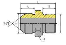 JIC MALE 74º CONE/METRIC MALE