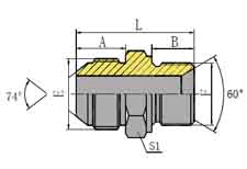 JIC MALE 74º CONE/METRIC MALE 60º SEAT