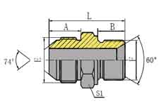 JIC外螺纹74º外锥公制外螺纹60º内锥