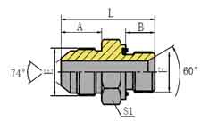 JIC MALE 74º CONE/METRIC MALE CAPTIVE SEAL