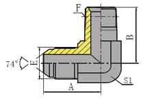 90º JIC MALE 74º CONE/LONG NPT MALE