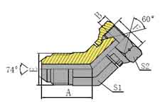 45º JIC MALE 74º CONE/BSP FEMALE 60º CONE