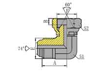 90º JIC MALE 74º CONE/BSP FEMALE 60º CONE