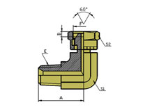 90º ELBOW NPT MALE/NPSM FEMALE60º CONE