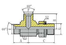 BSP MALE/BSP MALE/BSP MALE O-RING