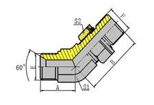 45ºBSP MALE 60ºSEAT/METRIC MALE L-SRIES