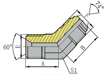 45º英管外螺纹60º内锥/美制JIC外螺纹74º外锥