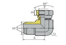 90º METRIC MALE 60º CONE/METRIC FEMALE 60º SEAT