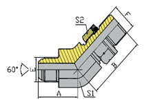 45º JIS GAS MALE 60º CONE/BSP MALE WITH O-RING