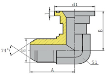 90º JIC MALE 74º CONE/SAE FLANGE