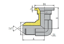 90º JIC MALE 74º CONE/SAE FLANGE 3000PSI