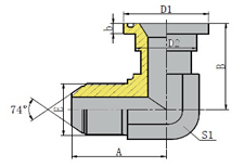 90º JIC MALE 74º CONE/SAE FLANGE 6000PSI