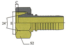 METRIC FEMALE 24o CONE O-RING L.T.