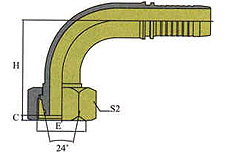 90ºMETRIC FEMALE 24o CONE O-RING L.T DIN3865