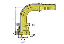 90ºBSP FEMALE60ºCONE DOUBLE HEXAGON